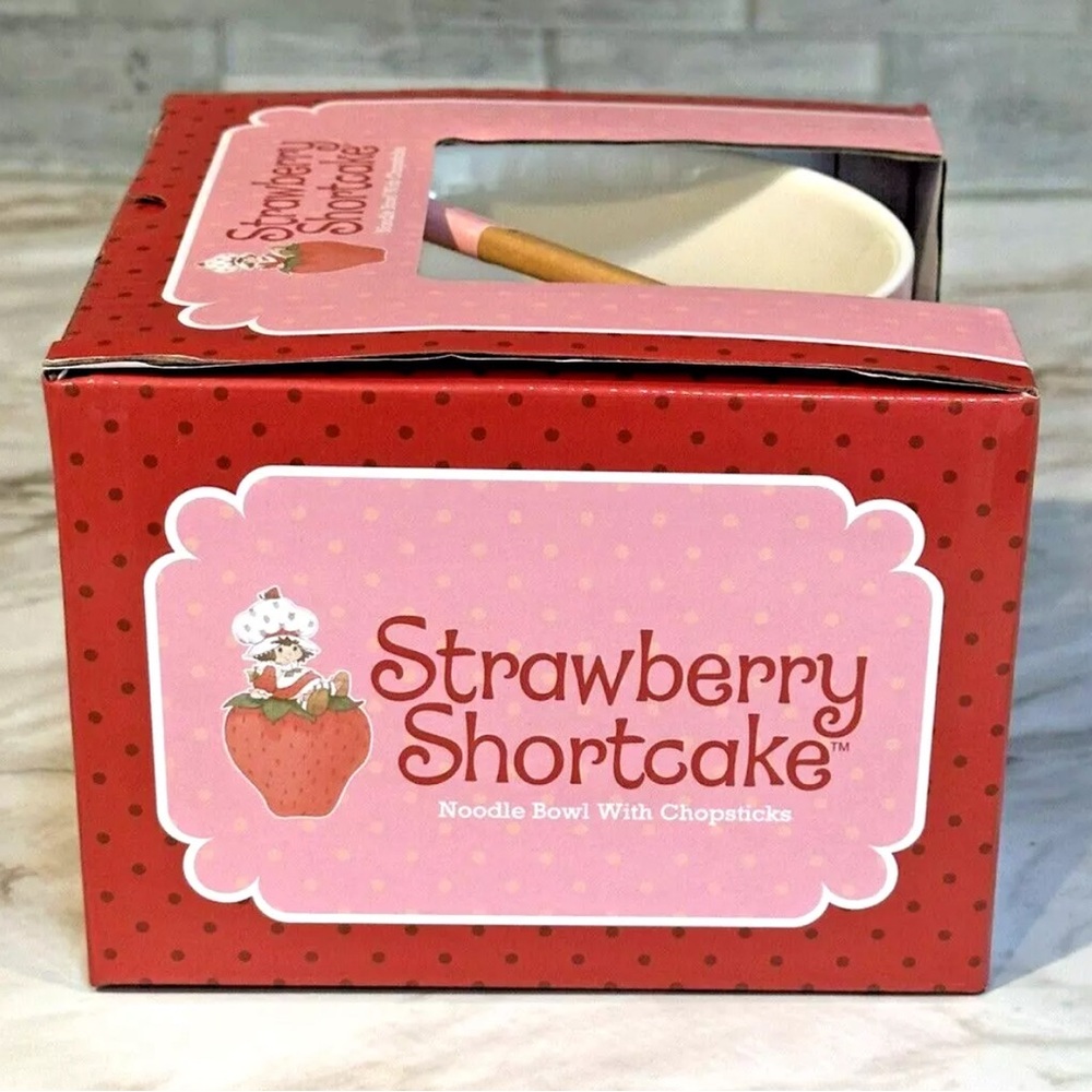 MAD Engine Strawberry Shortcake Pink Noodle Bowl with Chopsticks Hand Wash Only - Picture 5 of 7
